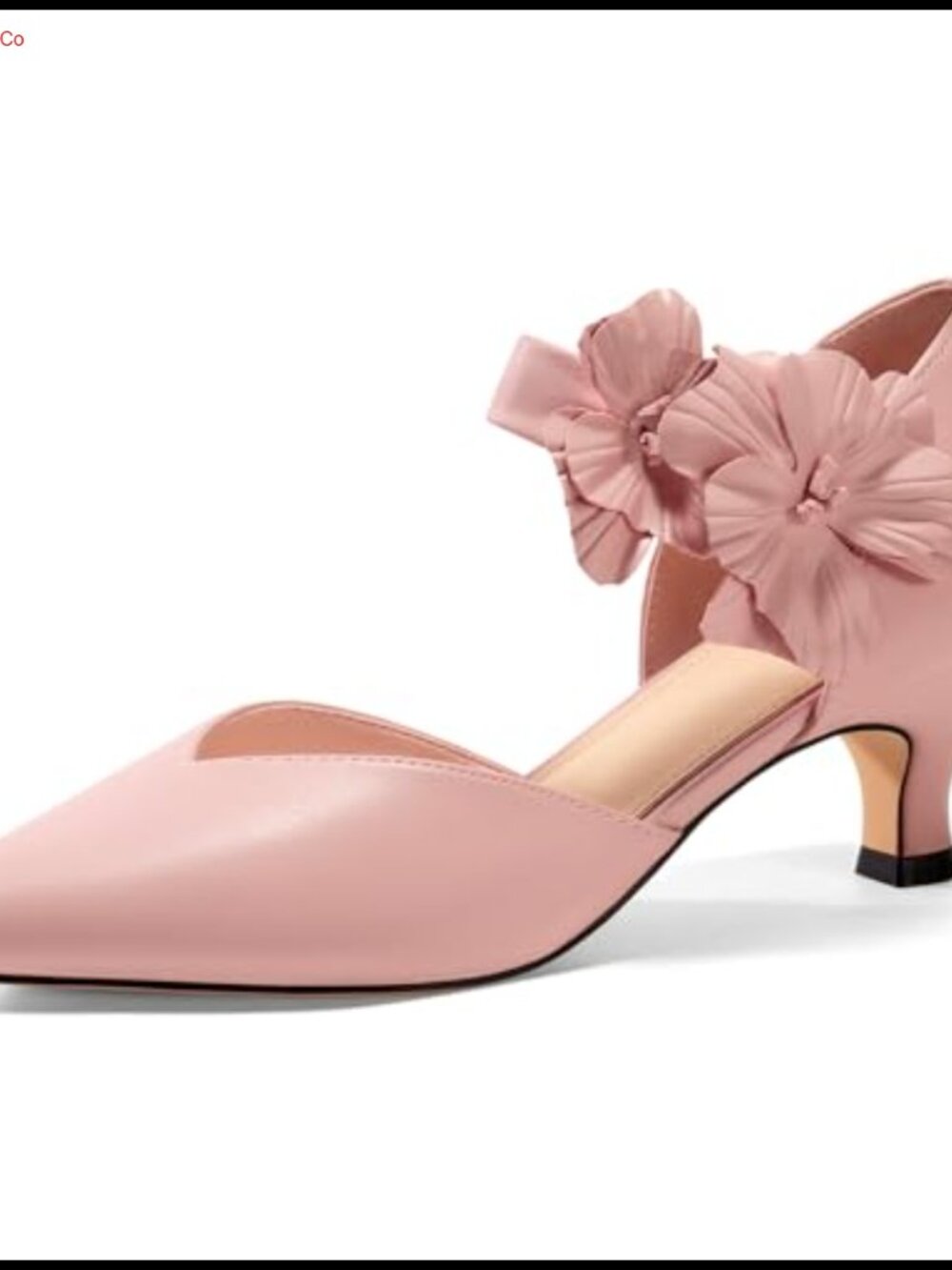 Womens Kitten Heel Pumps Pointed Toe Flower Slingback Formal Party Shoes